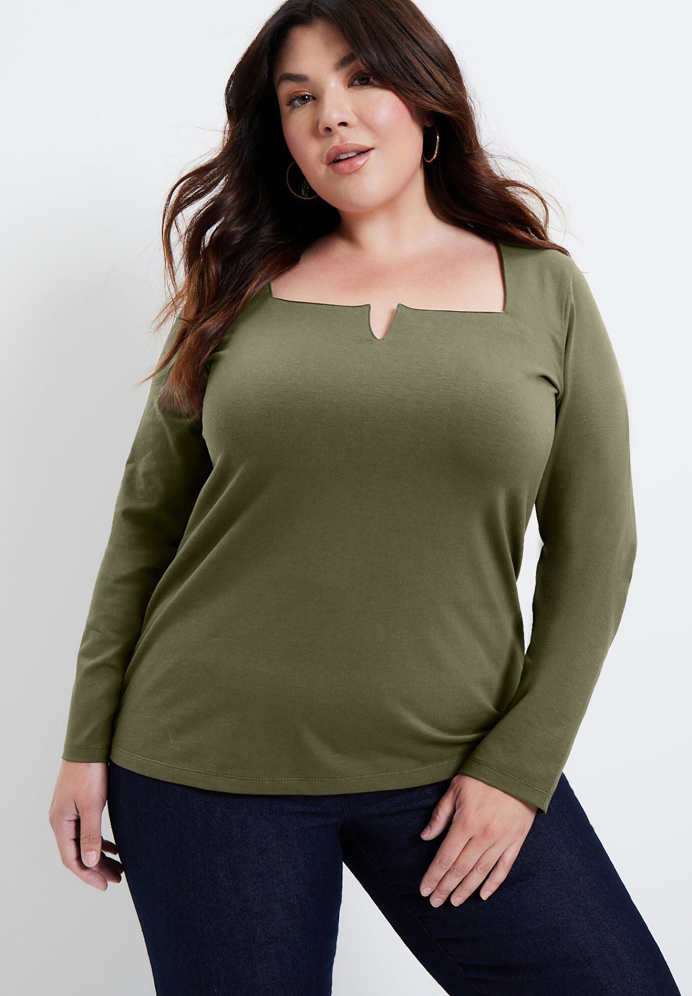 Split-Neck Long-Sleeve One + Only Tee, , alternate image number 3