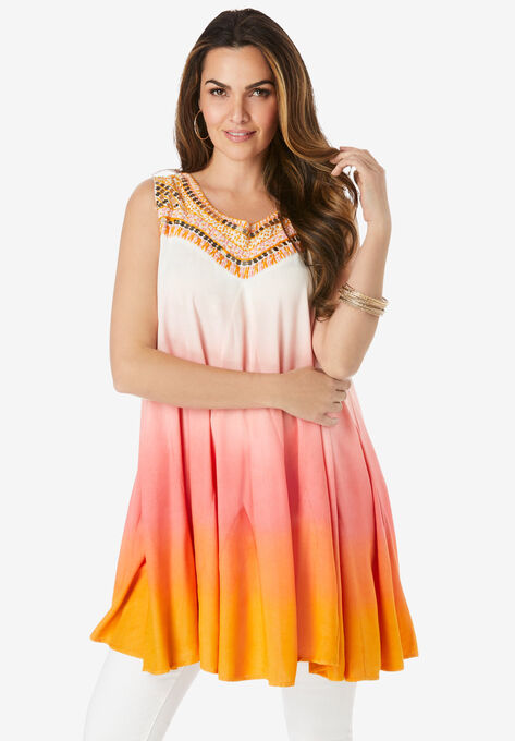 Dip-Dye Swing Tunic, ROSE YELLOW OMBRE, hi-res image number null