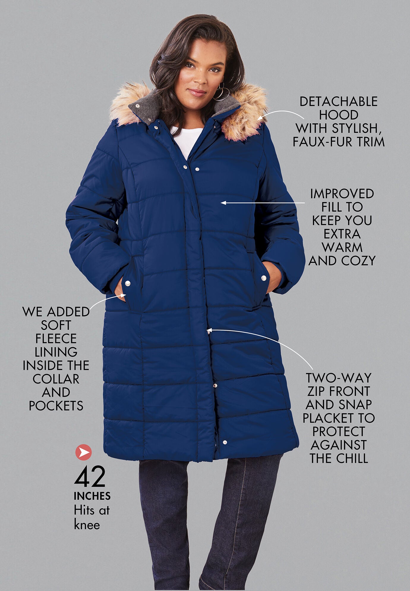 medium length puffer jacket with hood