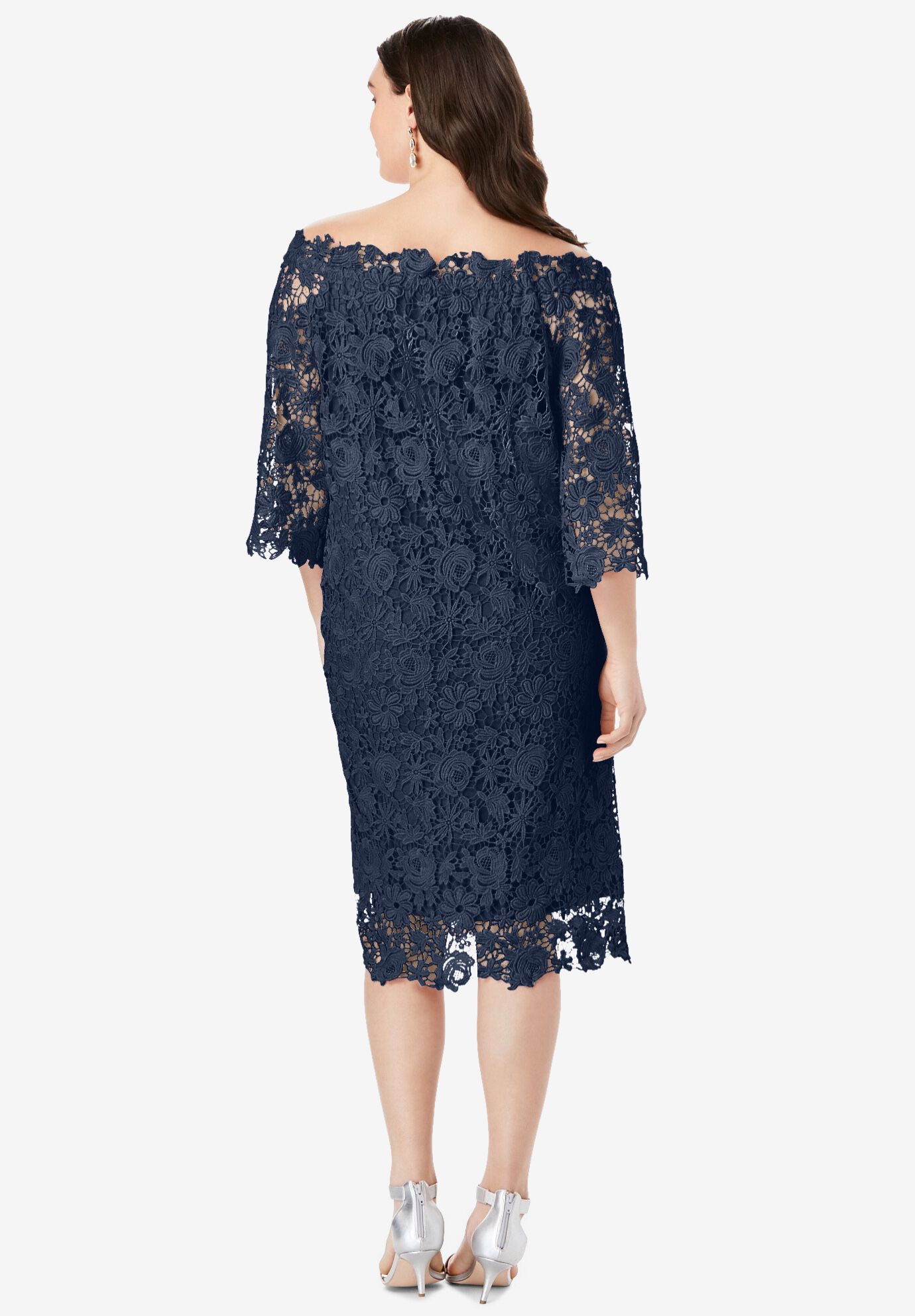 Blush Black - B131 Off Shoulder Lace-Up Back Sheath Dress