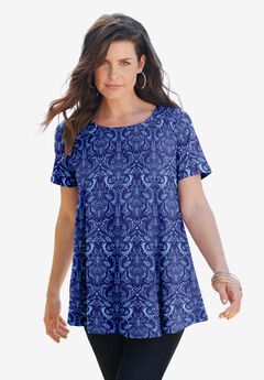 Plus Size Cotton Ultimate Swing Tee with Keyhole Back