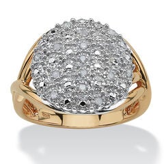 1/6 TCW Round Diamond Pave Gold-Plated Sterling Silver Split-Shank Ring