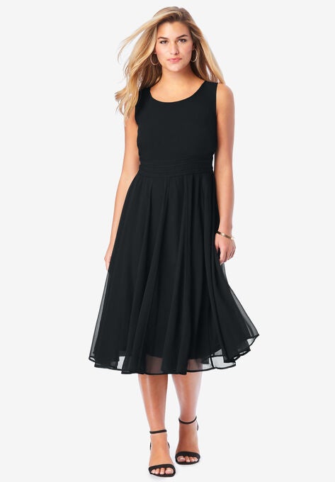 Women's Blue Georgette Fit and Flare Dress