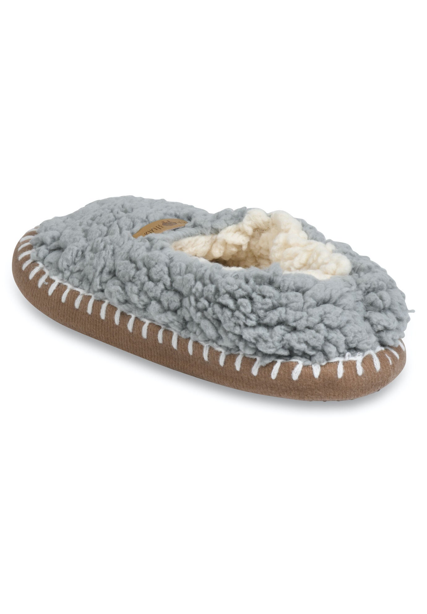 Womens Faux Shearling Mocassin Slipper With Sidewall Slippers, , on-hover image number 1