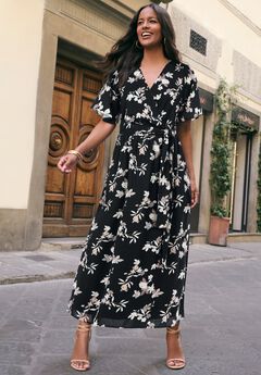 Georgette Faux Wrap Maxi Dress