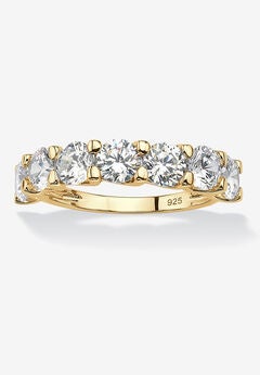3.50 Cttw. Round Gold-Plated Sterling Silver Cubic Zirconia Wedding Ring