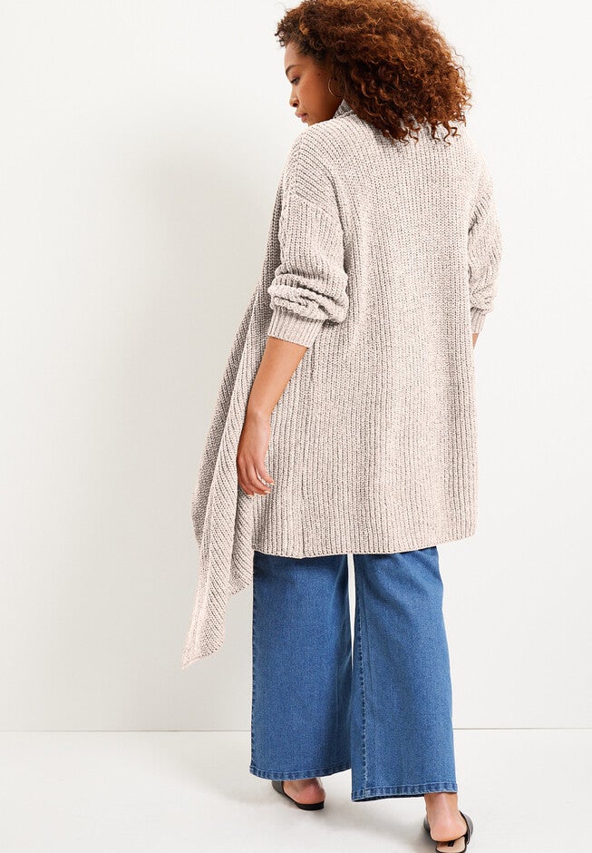 Chenille Drape-Front Cardigan, , on-hover image number null