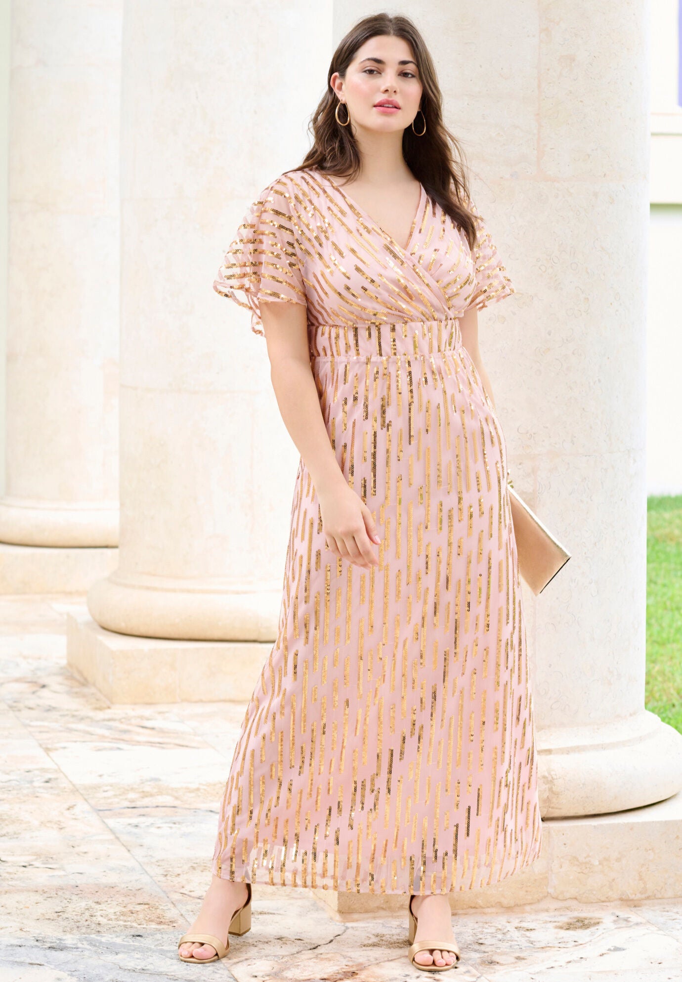 Sequined Capelet Gown, , alternate image number 4