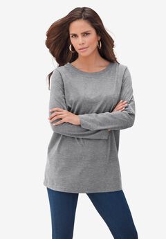 Plus Size Ultimate Cotton Crewneck Long Sleeve Tee