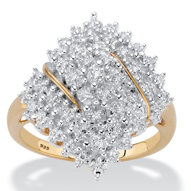 1/4 Cttw. Round Diamond 18k Gold-plated Sterling Silver Cluster Ring, WHITE, hi-res image number 0