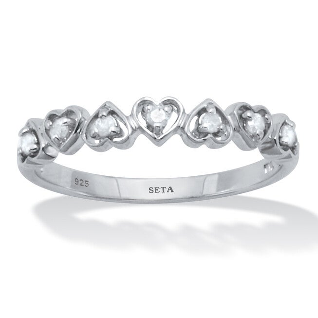 .11 TCW Interchanging Diamond Platinum Over Sterling Silver Heart Ring, WHITE, hi-res image number 0