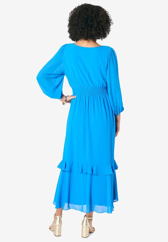 Hi-Low Ruffle Dress, BLUE, on-hover image number null