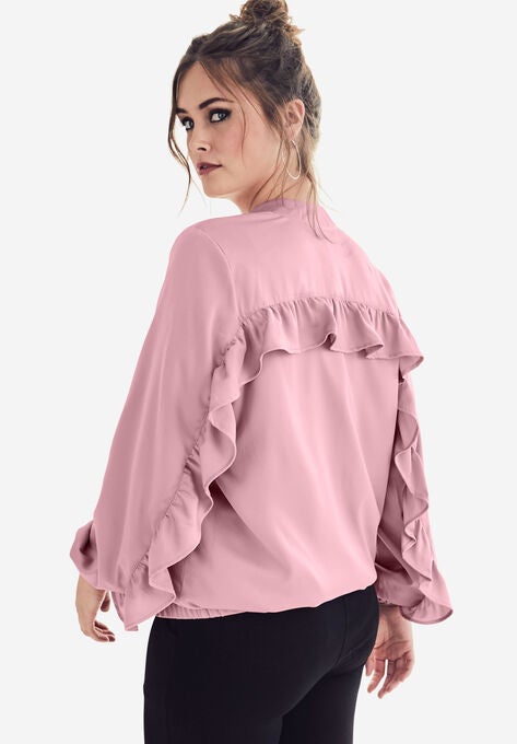 Ruffle Bomber Jacket Plus Size Coats Jackets Roaman S