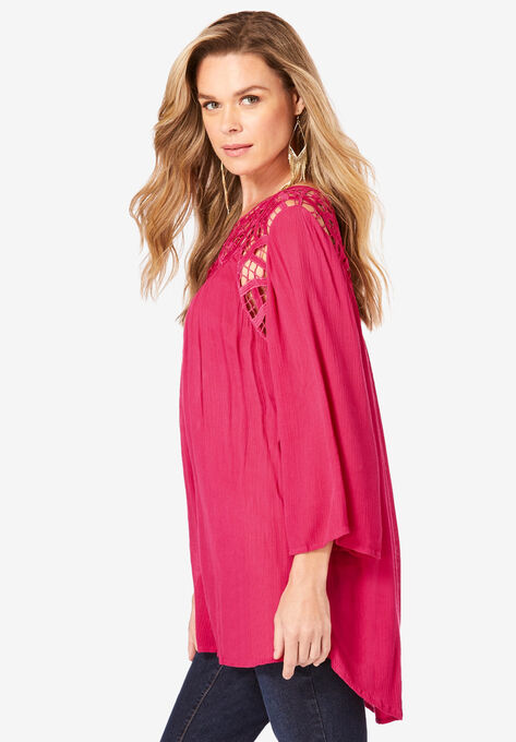 Lace Neckline Tunic, , alternate image number null
