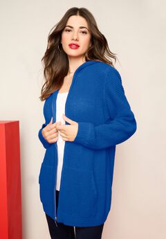 Plus Size Waffle Knit Zip Hoodie