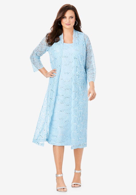 Lace Sequin Jacket Dress Set Plus Sizeformal Special