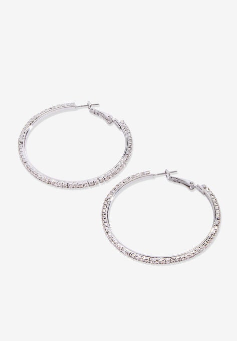 Rhinestone Hoop Earrings, , alternate image number null