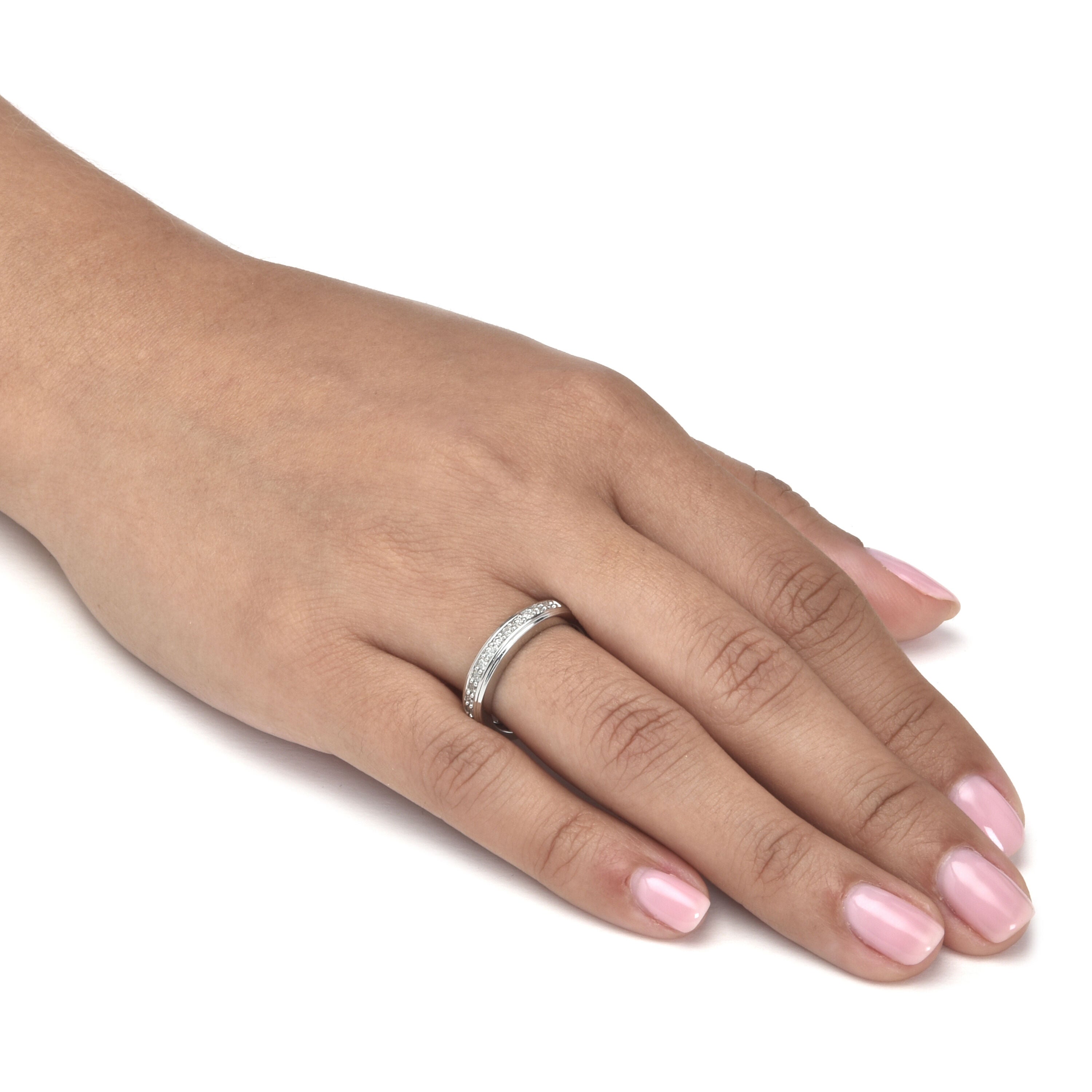 .13 TCW Diamond Sterling Silver Wedding Band Ring, WHITE, alternate image number 2