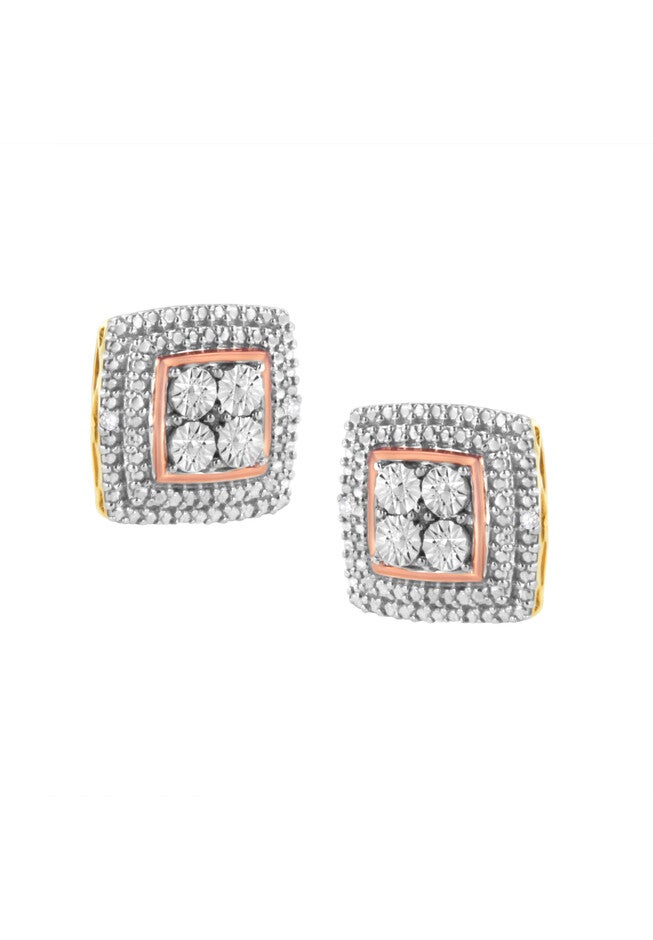 Gold Over Sterling Silver Diamond Accent Earrings, , alternate image number 2