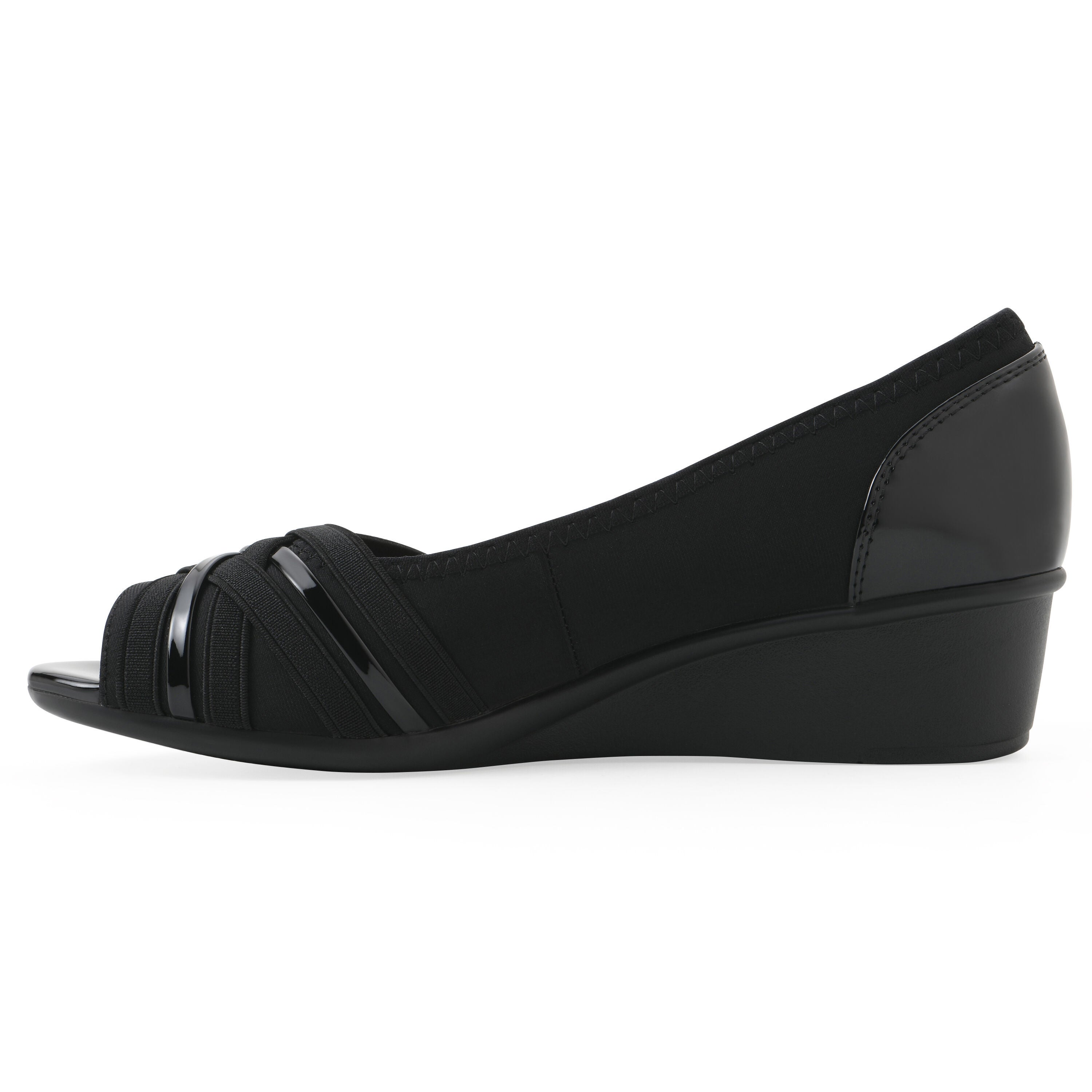 Boldest Peep Toe Wedge, BLACK NYLON, alternate image number 3