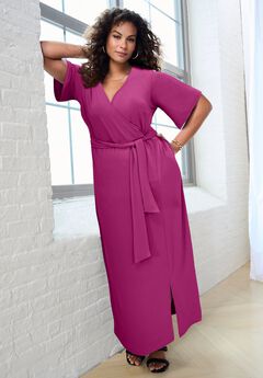 Plus Size Flutter Sleeve Wrap Maxi Dress