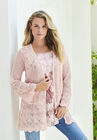 Bell-Sleeve Pointelle Cardigan, SOFT BLUSH, hi-res image number null