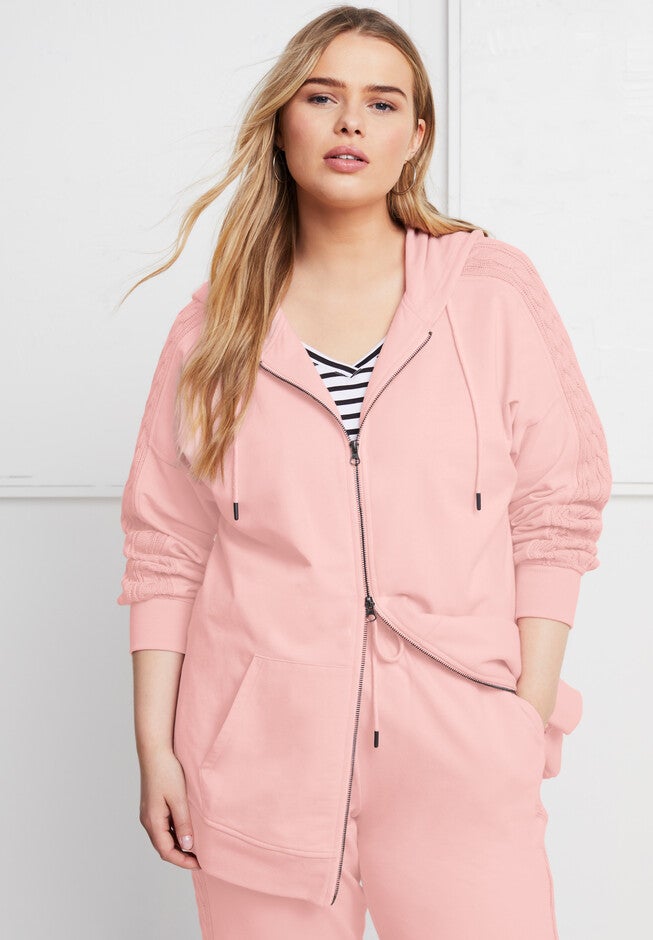 Cable-Knit Zip-Up Sweatshirt, , alternate image number 2