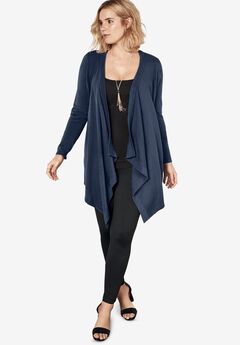 Plus Size Lightweight Handkerchief Hem Cardigan Sweater