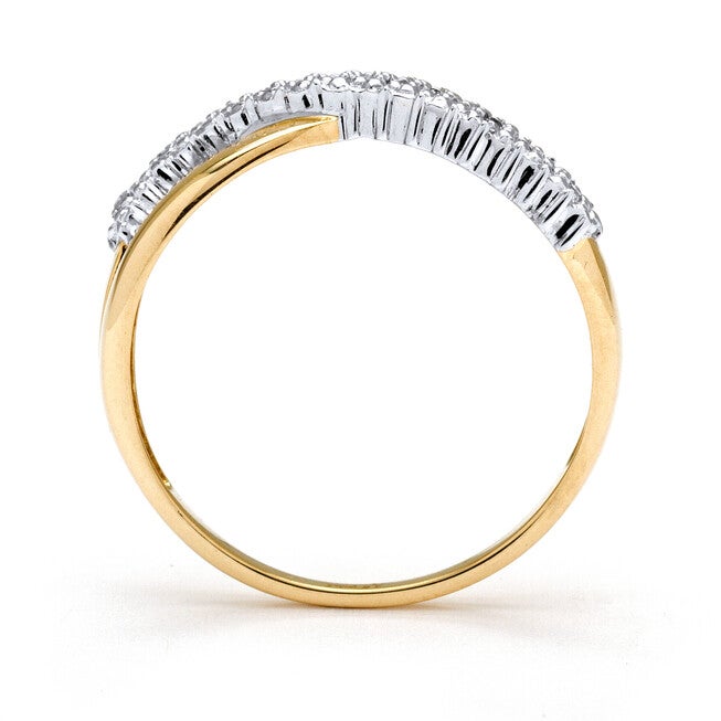 3/8 TCW Diamond Accent Solid 10k Yellow Gold Crossover Ring, WHITE, on-hover image number 1