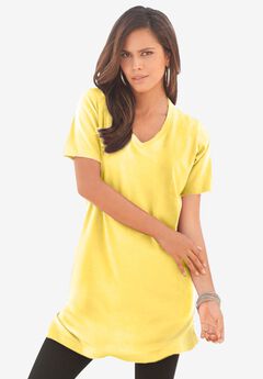 Plus Size Ultimate Cotton V-Neck Short Sleeve Tunic