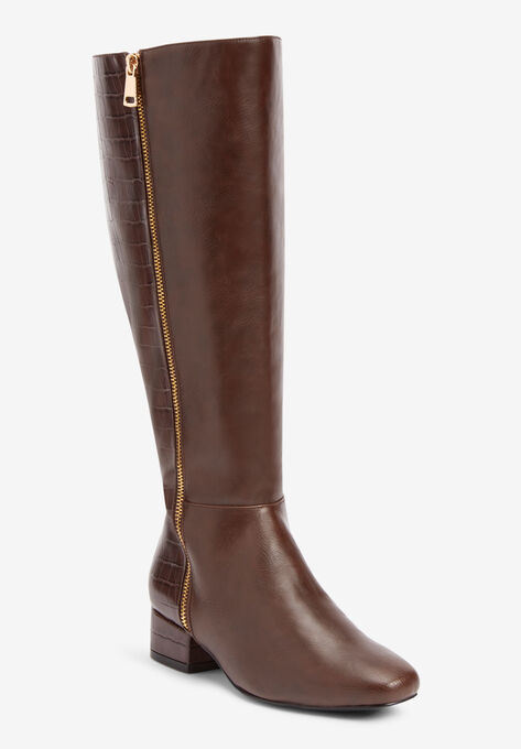 The Emerald Wide Calf Boot By Comfortview, BROWN, hi-res image number null