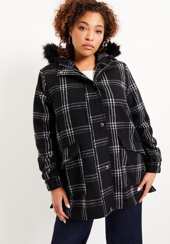 Plaid Hooded Jacket, , alternate image number null