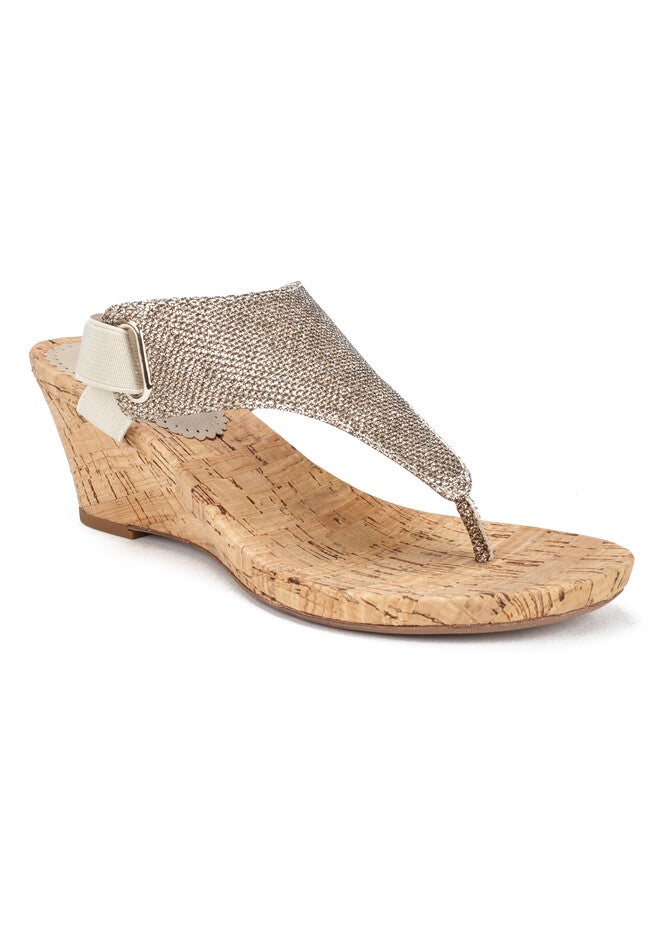 White Mountain All Good Wedge Sandal, LIGHT CORK GLITTER, hi-res image number null