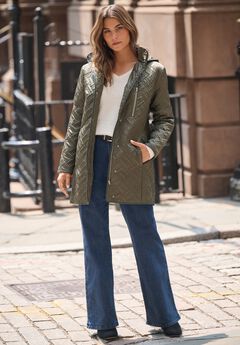 Leather Trimmed Nylon Jacket