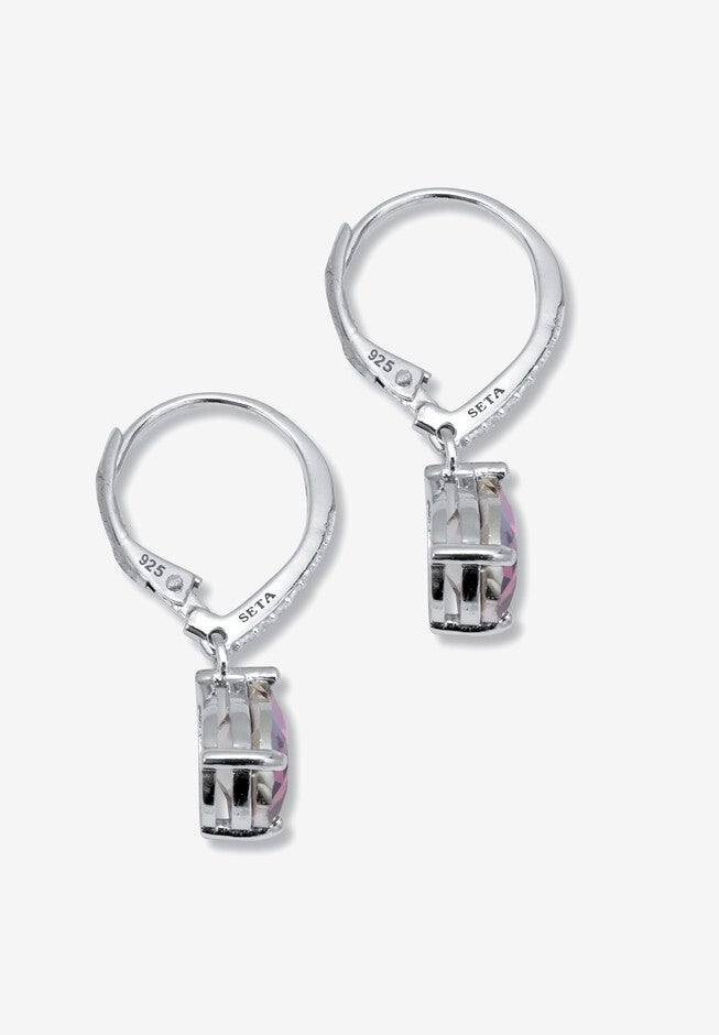 7.13 Tcw Pear Cut Genuine Mystic Fire Topaz And Cz Sterling Silver Earrings, , on-hover image number 1