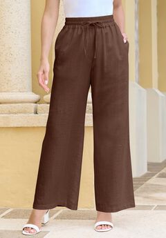 Plus Size Linen Wide-Leg Pant