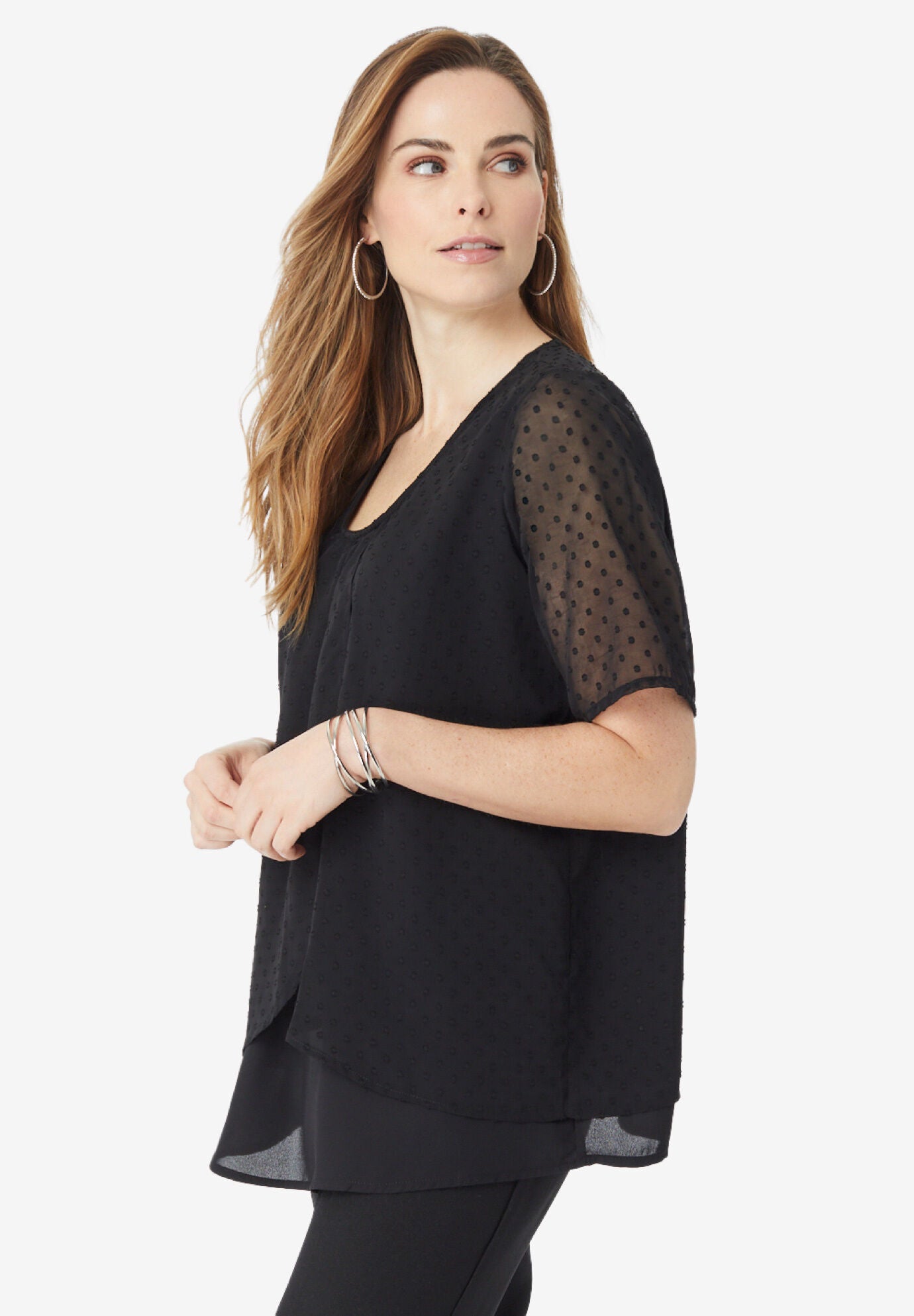 Tulip Overlay Georgette Top, , alternate image number 2