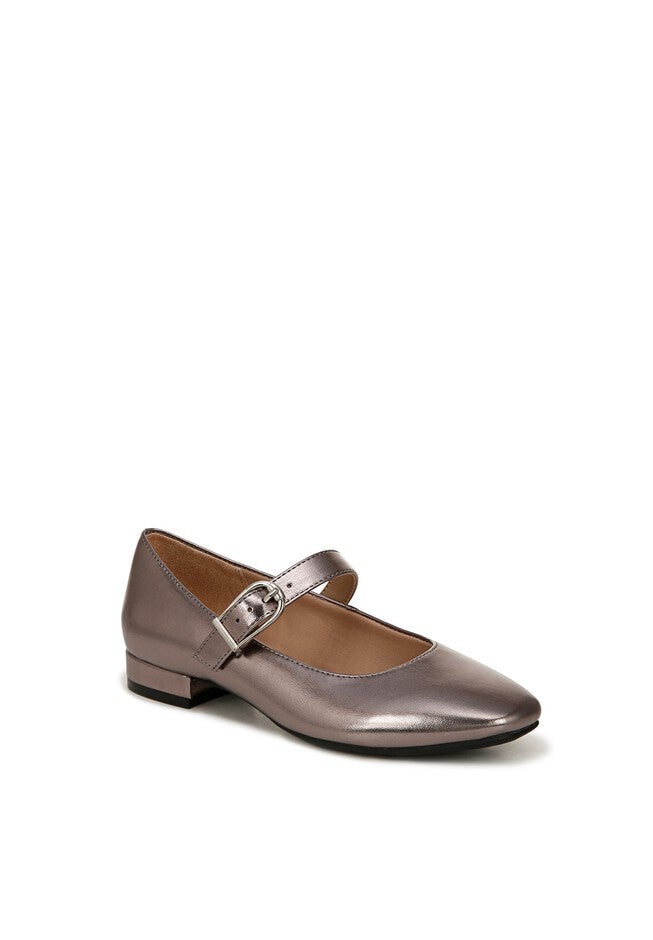 Cameo Mj Mary Jane Flat, PEWTER FAUX LEATHER, hi-res image number 0