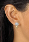 Gold-Plated Cluster Button Earrings with Genuine Diamond Accent, , alternate image number null