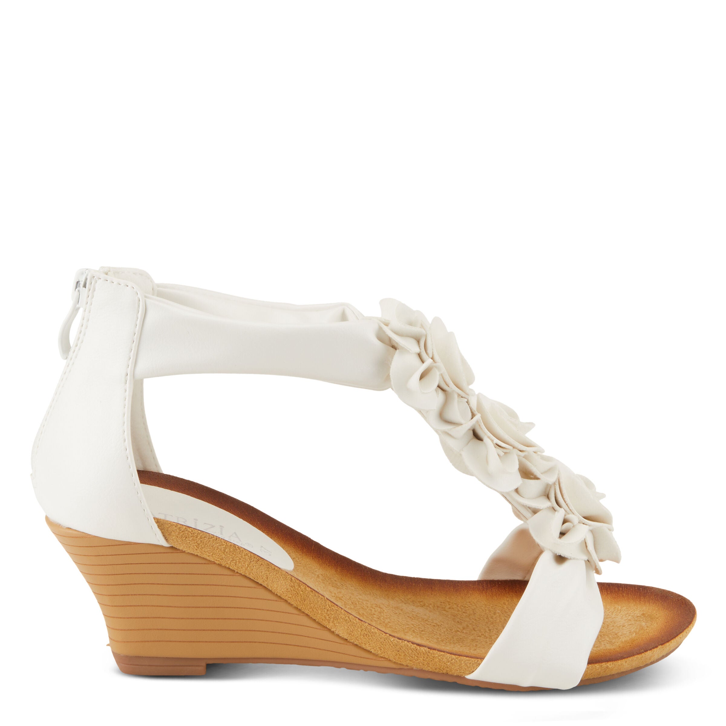 Harlequin Closed Back T-Strap Wedge Sandal, WHITE, alternate image number 5