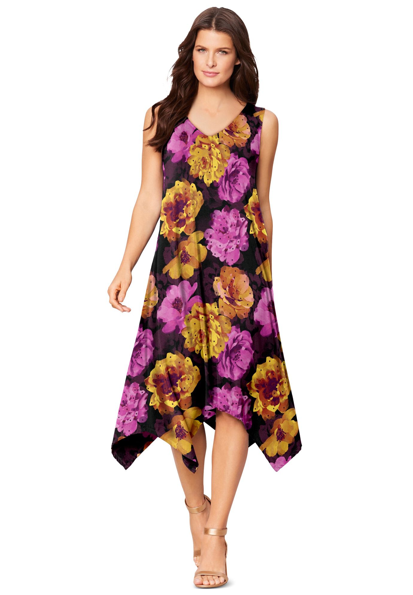 Roaman's Women's Plus Size Sleeveless Swing Dress - Picture 12 of 13