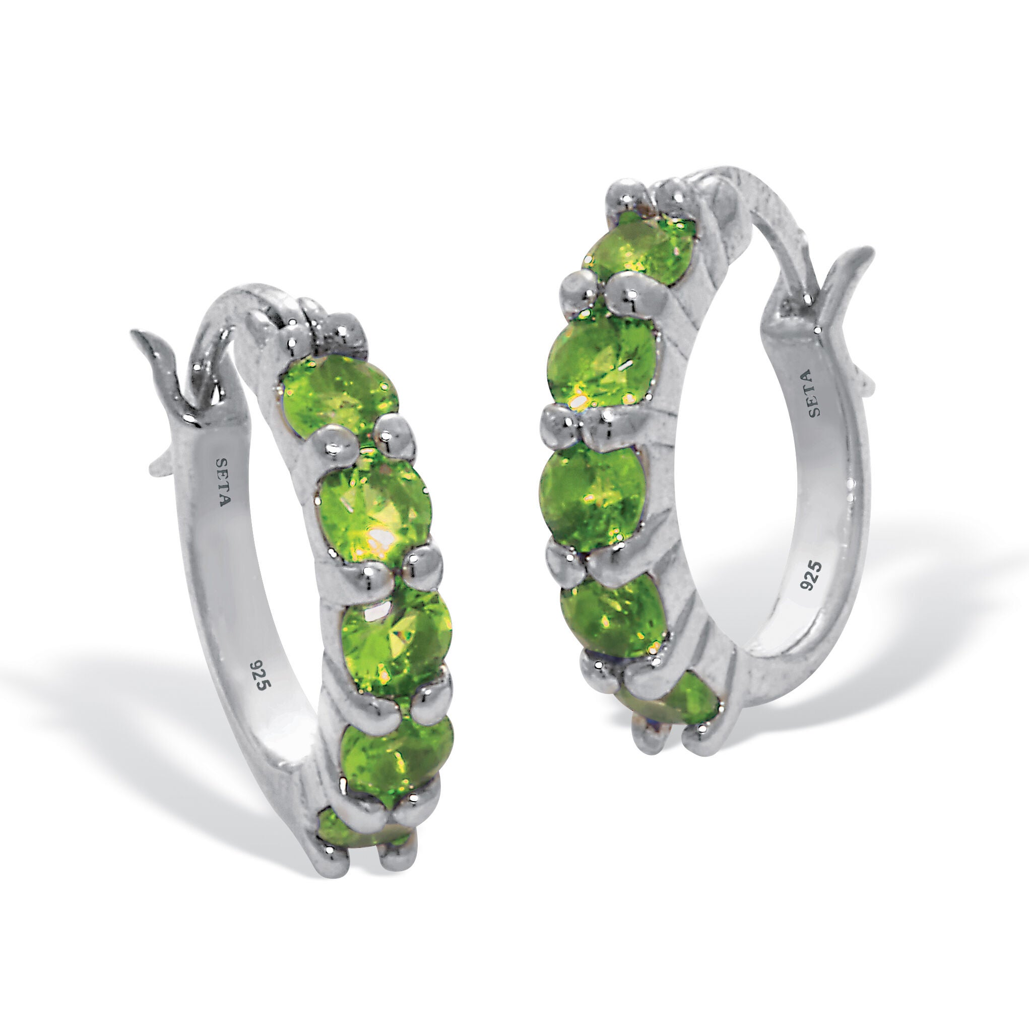 Birthstone Sterling Silver Huggie Hoop Earrings, AUGUST, hi-res image number 0