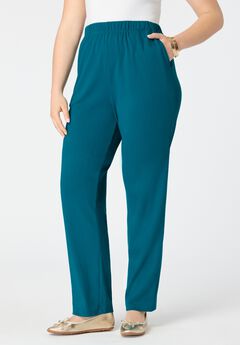 Plus Size Soft Knit Relaxed Pull-On Straight Leg Pant