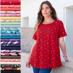 Plus Size Ultimate Cotton Crewneck Short Sleeve Swing Tee