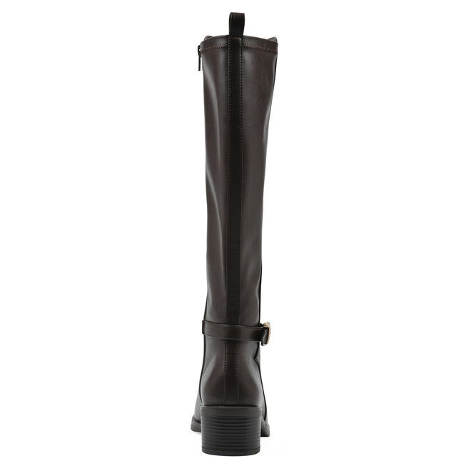 Custard Wide Calf Tall Shaft Riding Boot, DARK BROWN, on-hover image number 1