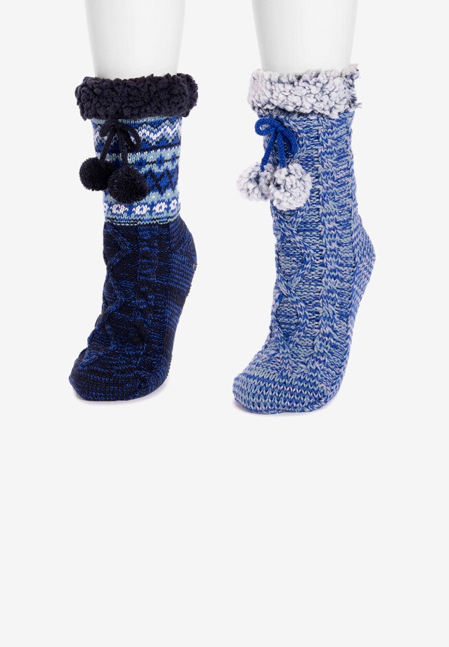 2-Pair Tall Pom Cabin Socks, , alternate image number 2