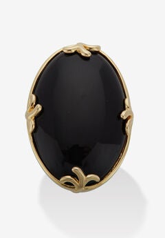 Cabochon-Cut Black Agate 18K Gold-Plated Ring