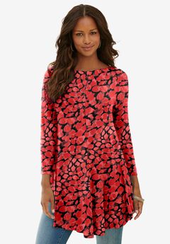Plus Size Boatneck Swing Ultra Drape Tunic Top