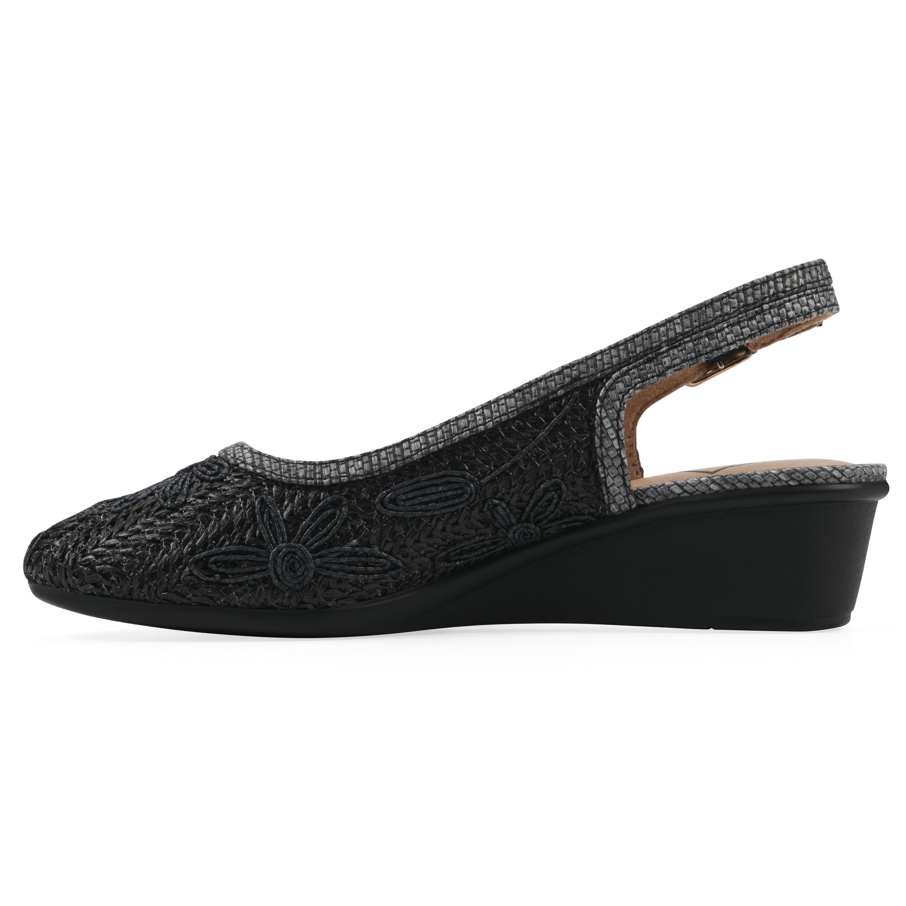 Boris Slingback Wedge, BLACK FABRIC, alternate image number 3