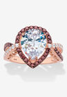 Gold over Silver Pear Cut Chcolate Cubic Zirconia Engagement Ring, GOLD, hi-res image number null